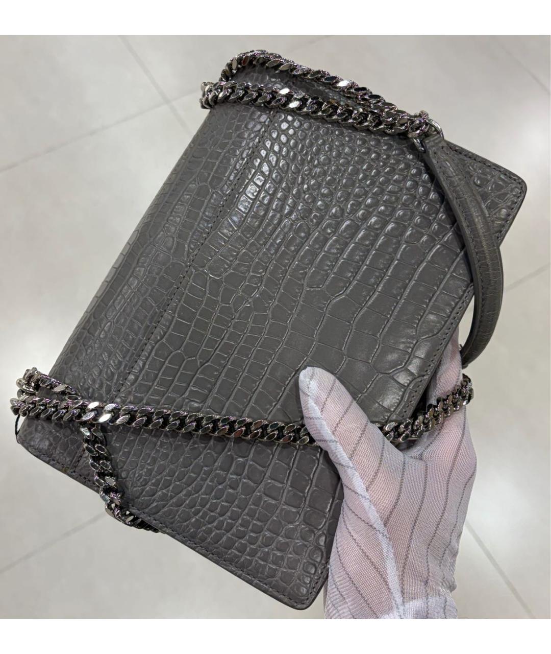 SAINT LAURENT Серая кожаная сумка через плечо, фото 4