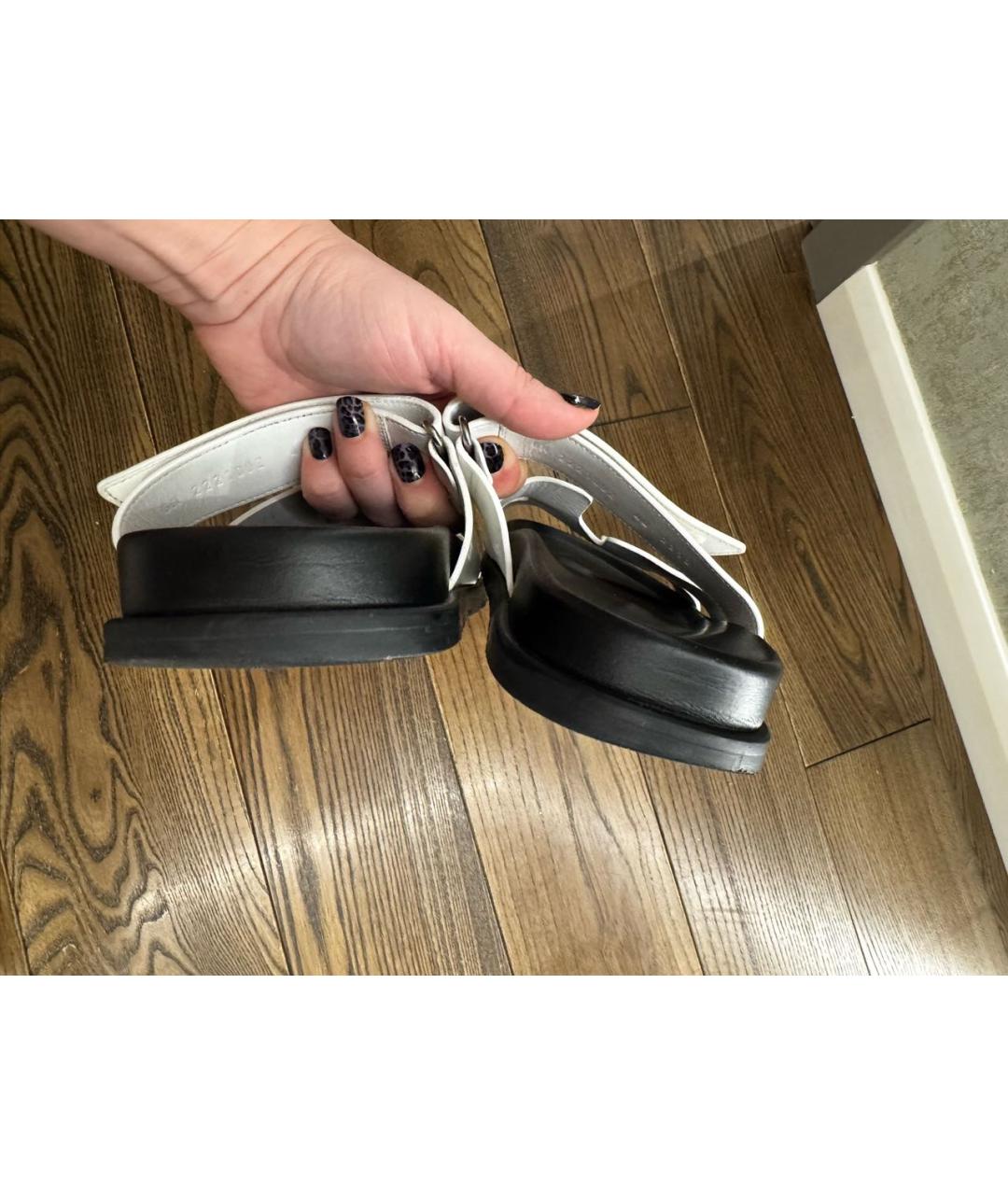 HERMES Белые кожаные сандалии, фото 4