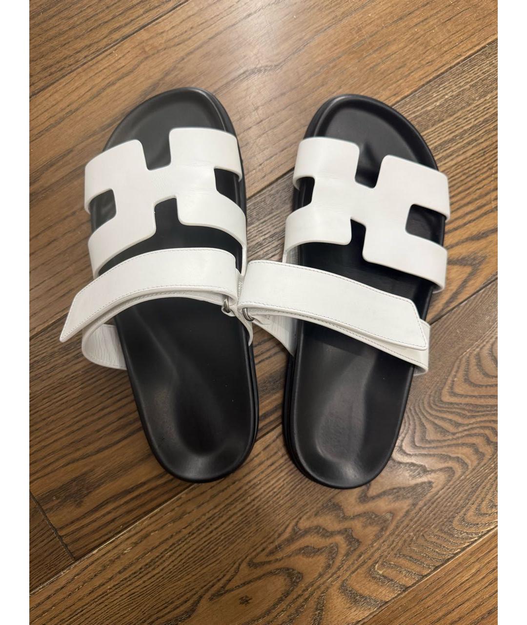 HERMES Белые кожаные сандалии, фото 3