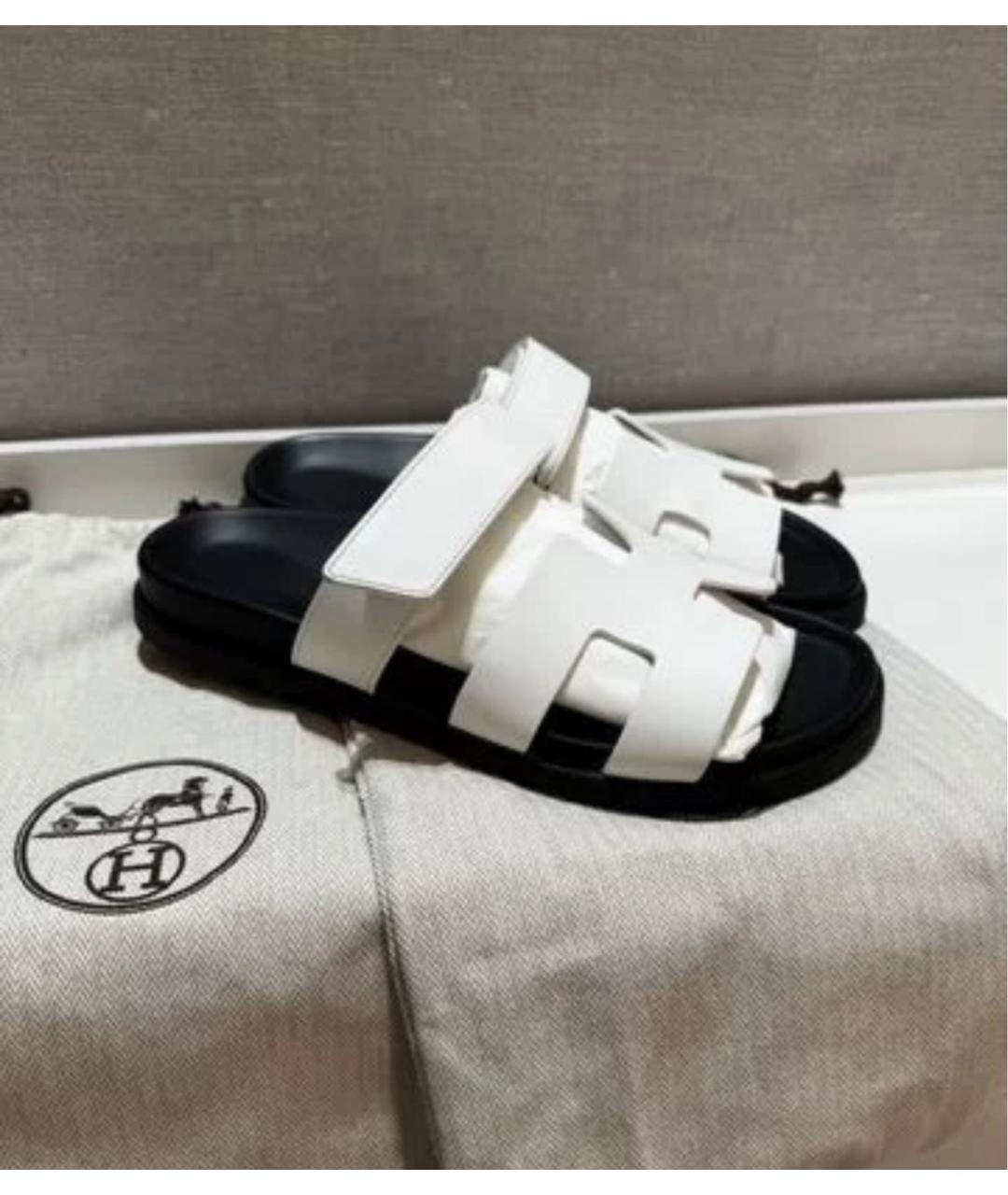 HERMES Белые кожаные сандалии, фото 9