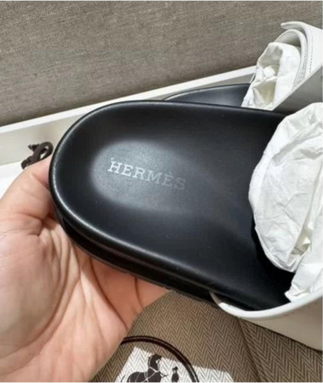 HERMES Белые кожаные сандалии, фото 8