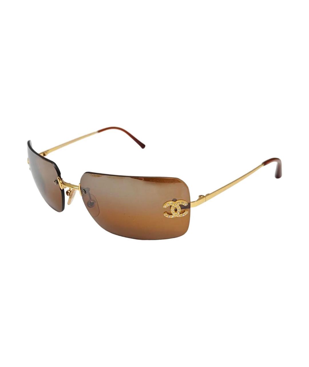 CHANEL Золотые солнцезащитные очки, фото 2