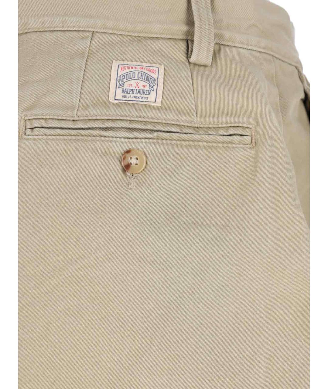 POLO RALPH LAUREN Бежевые хлопковые повседневные брюки, фото 4