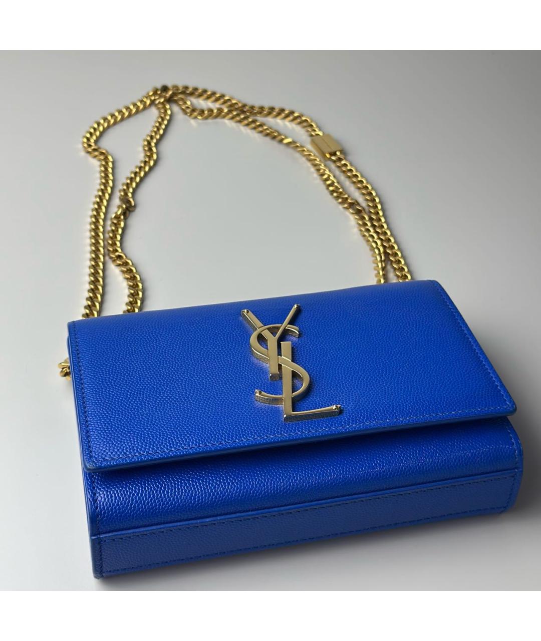 SAINT LAURENT Синяя кожаная сумка через плечо, фото 5