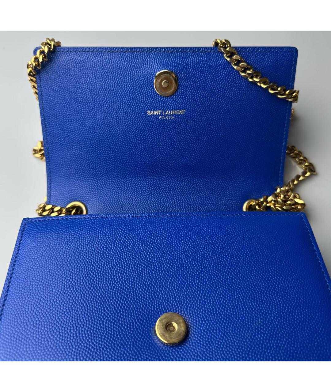 SAINT LAURENT Синяя кожаная сумка через плечо, фото 7