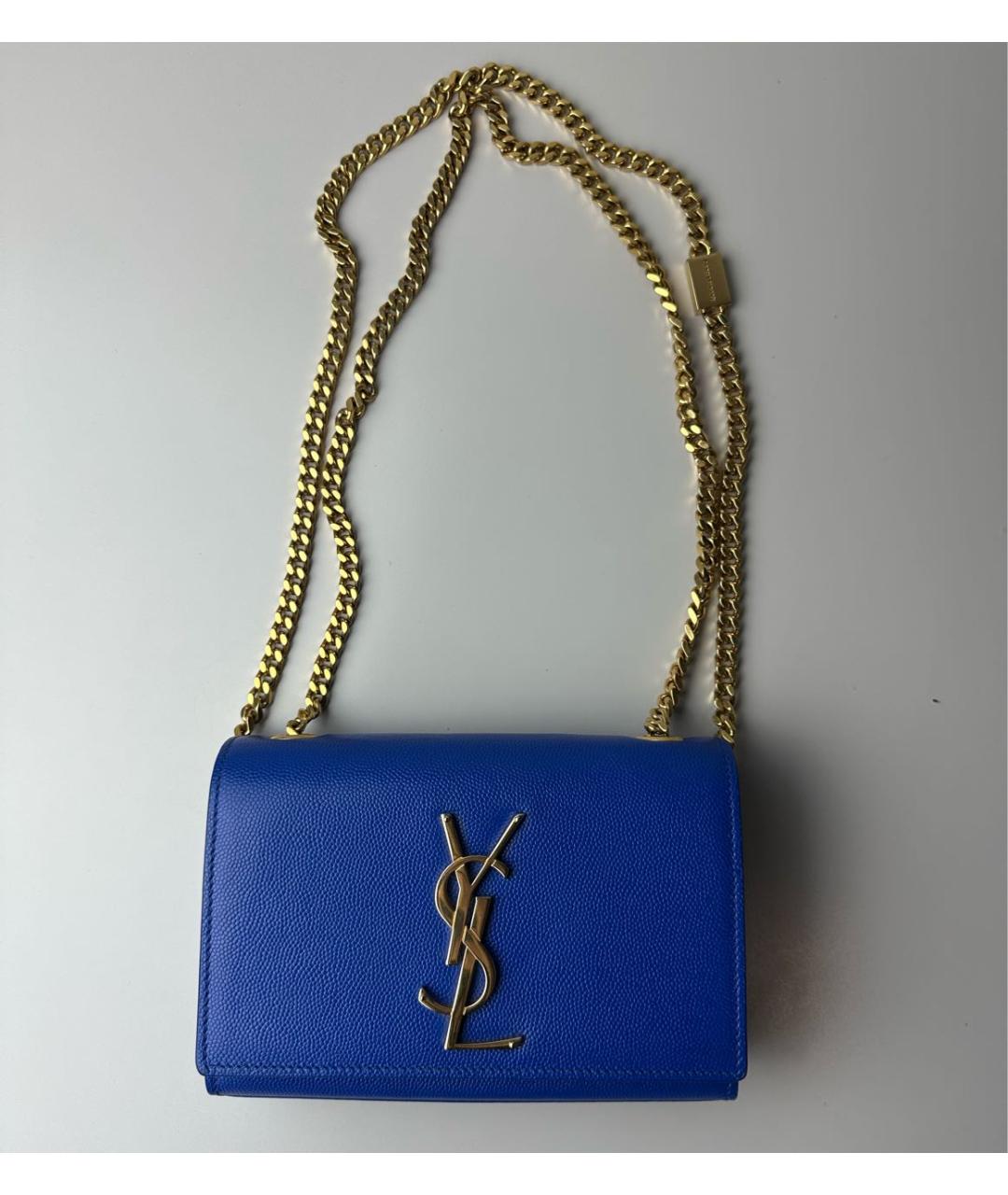 SAINT LAURENT Синяя кожаная сумка через плечо, фото 2