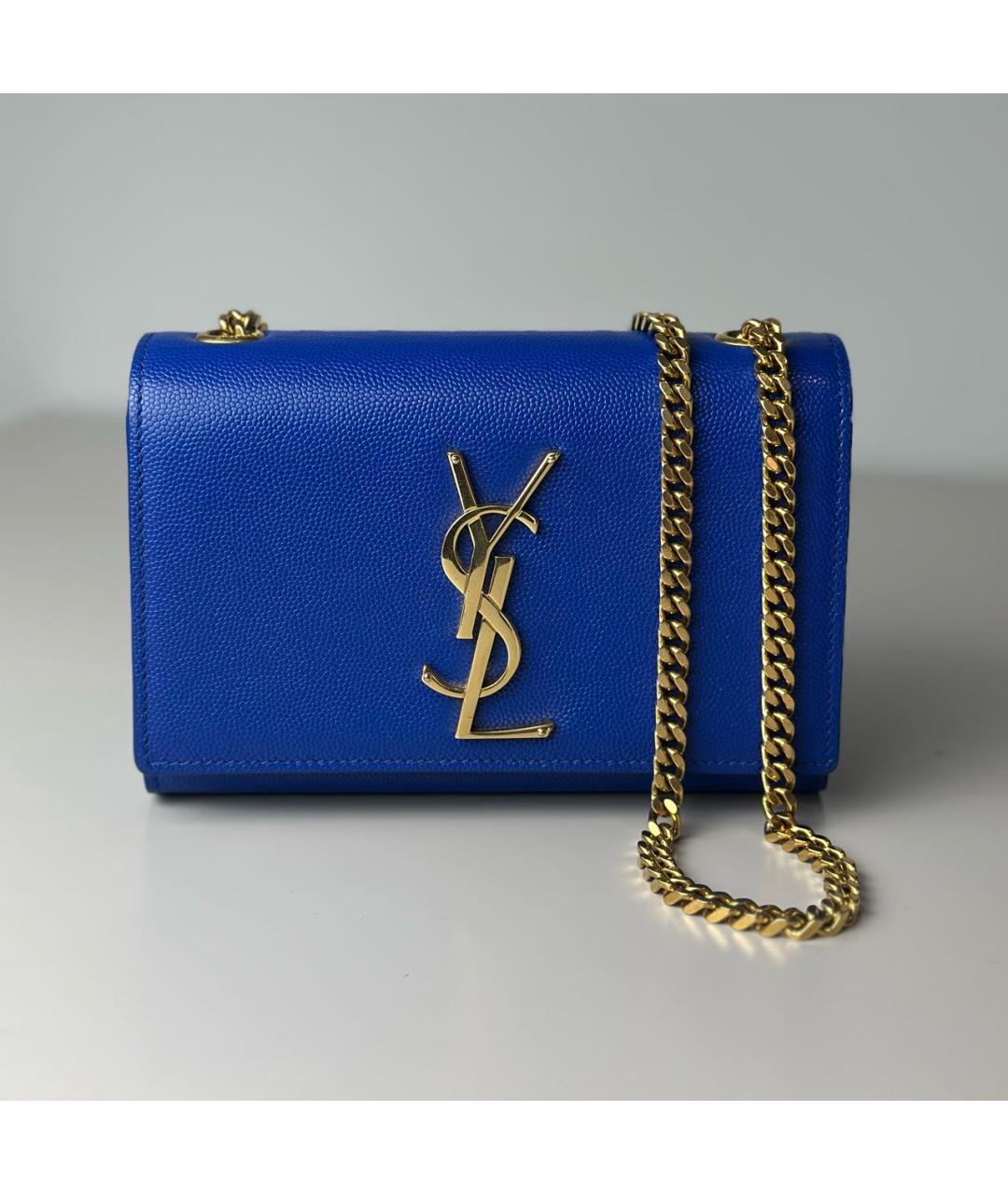 SAINT LAURENT Синяя кожаная сумка через плечо, фото 3