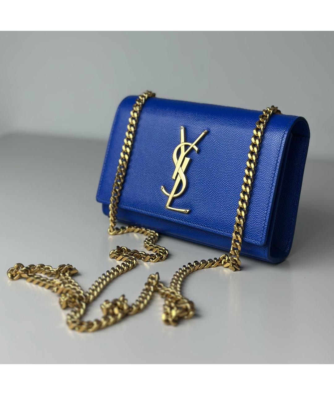 SAINT LAURENT Синяя кожаная сумка через плечо, фото 4