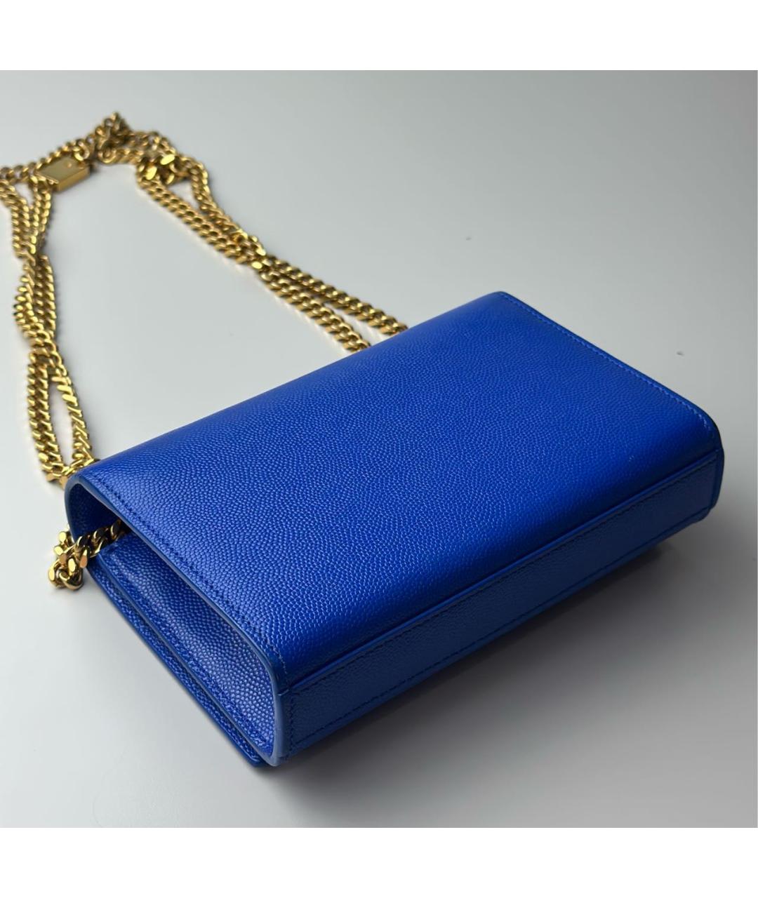 SAINT LAURENT Синяя кожаная сумка через плечо, фото 6