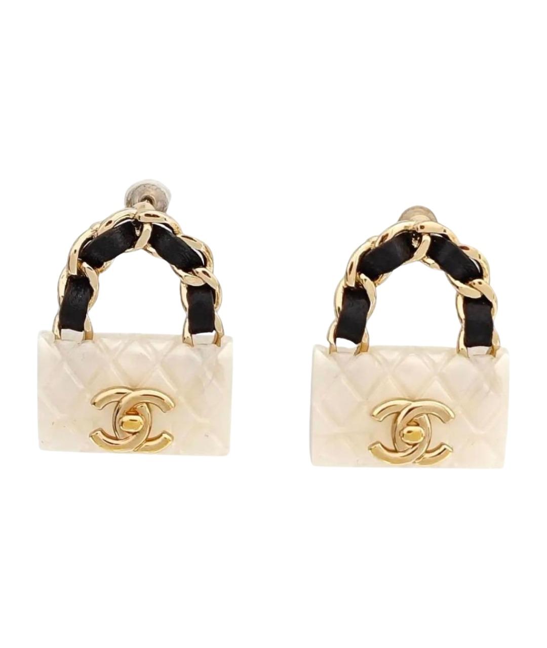 CHANEL Белые серьги, фото 1