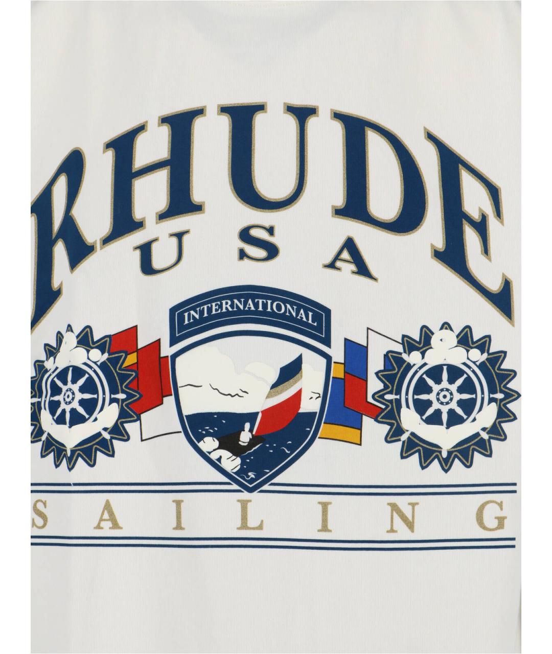 RHUDE Белая хлопковая футболка, фото 3