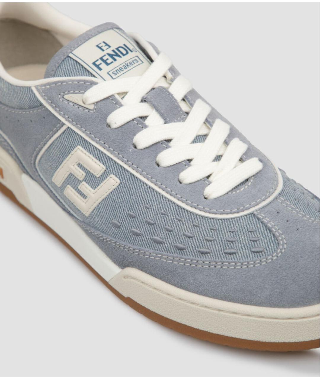 FENDI Голубые замшевые кроссовки, фото 3