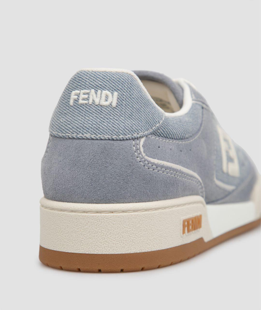 FENDI Голубые замшевые кроссовки, фото 4