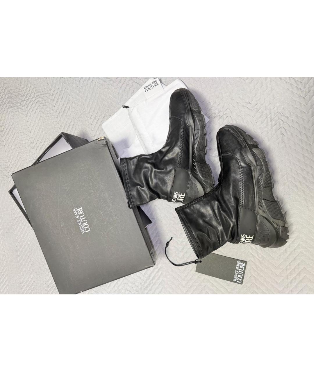 VERSACE JEANS COUTURE Черные полусапоги из искусственной кожи, фото 9