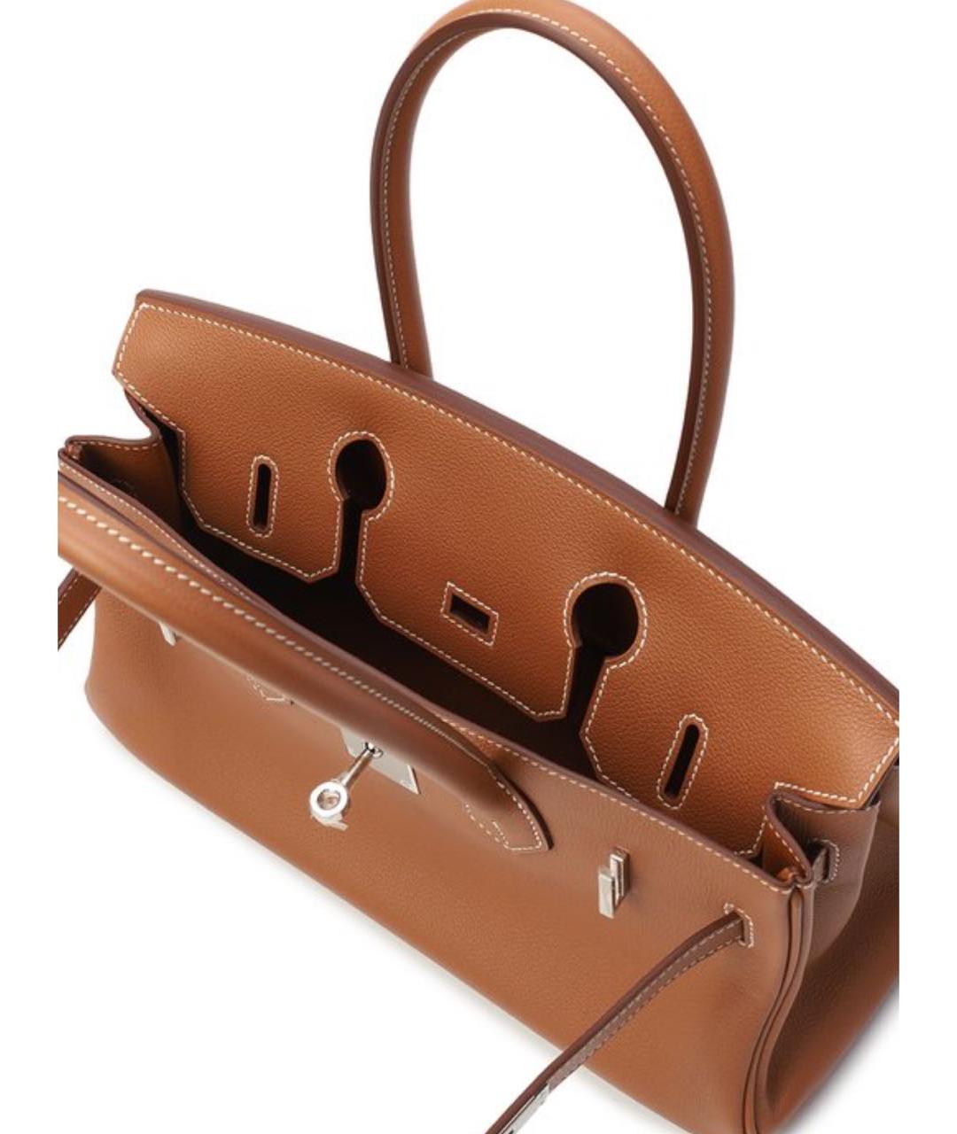 HERMES Коричневая кожаная сумка с короткими ручками, фото 4