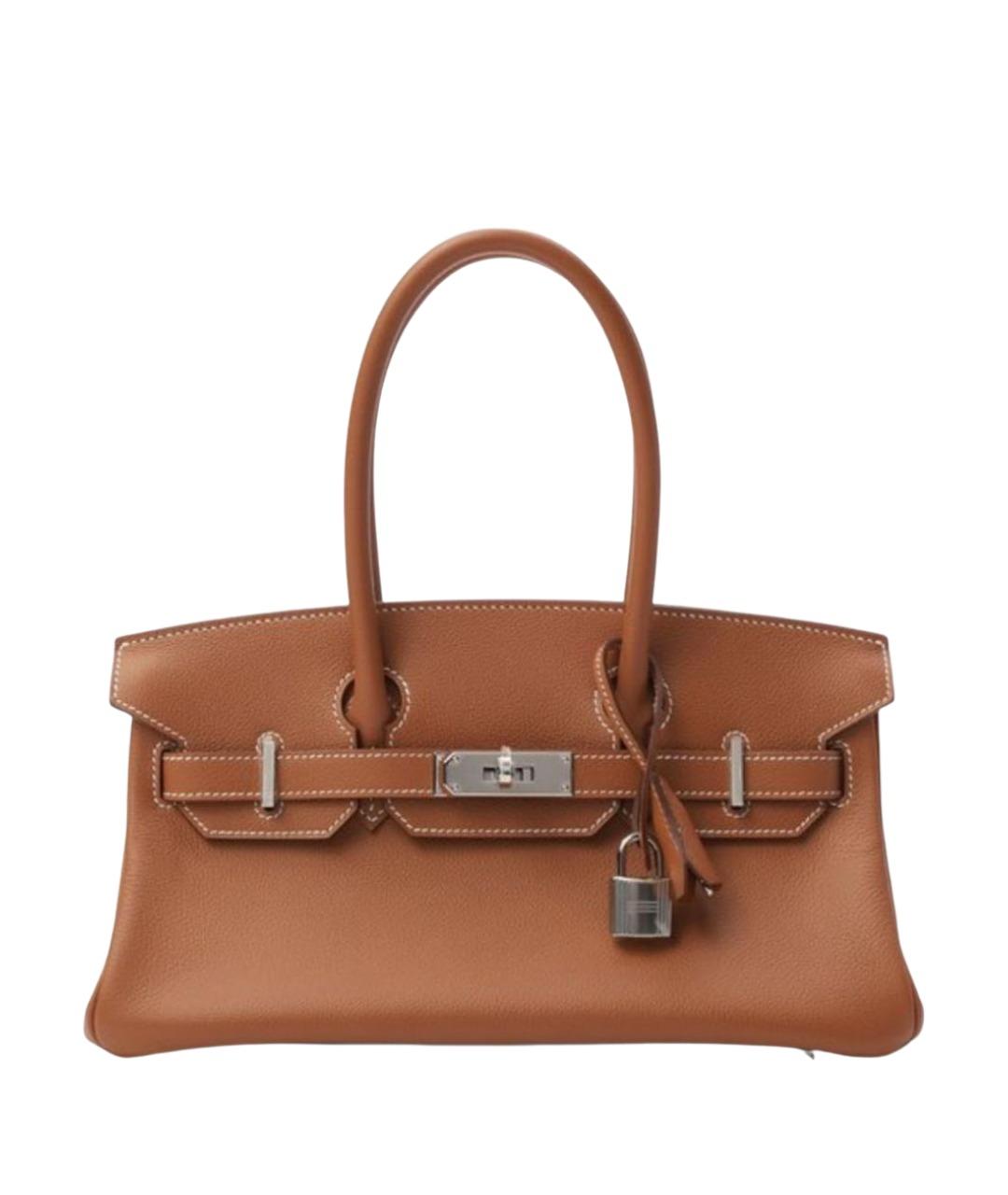 HERMES Коричневая кожаная сумка с короткими ручками, фото 1