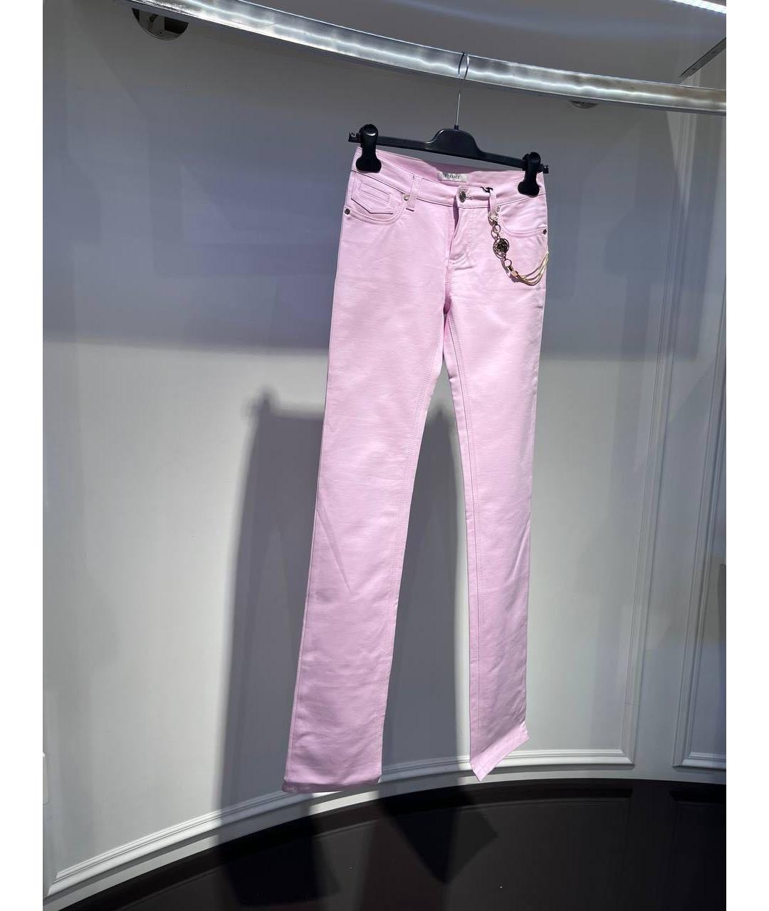VERSACE Розовые хлопковые прямые джинсы, фото 3
