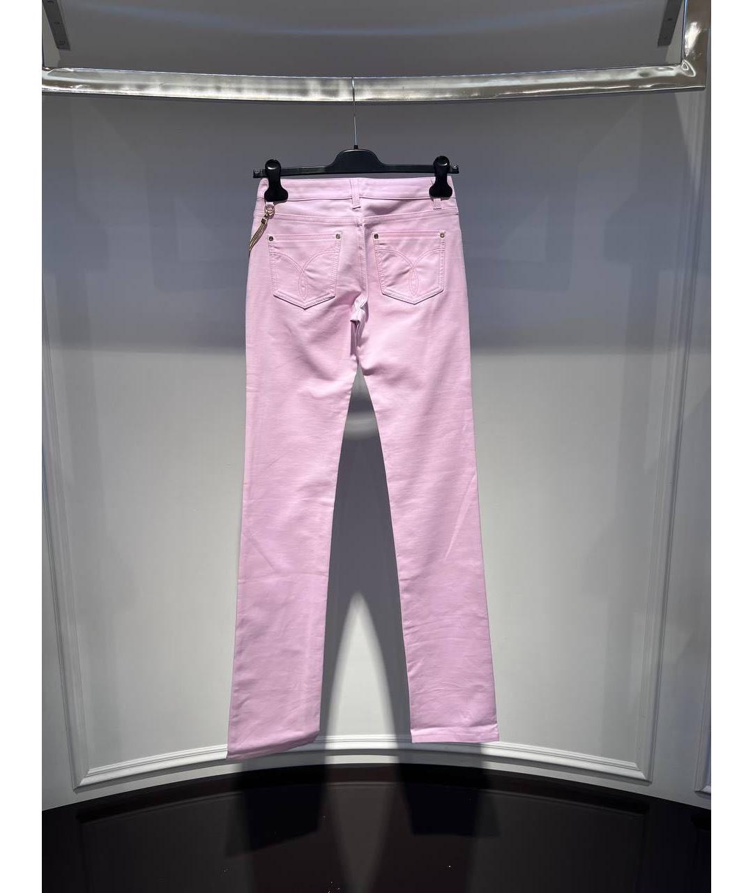 VERSACE Розовые хлопковые прямые джинсы, фото 2