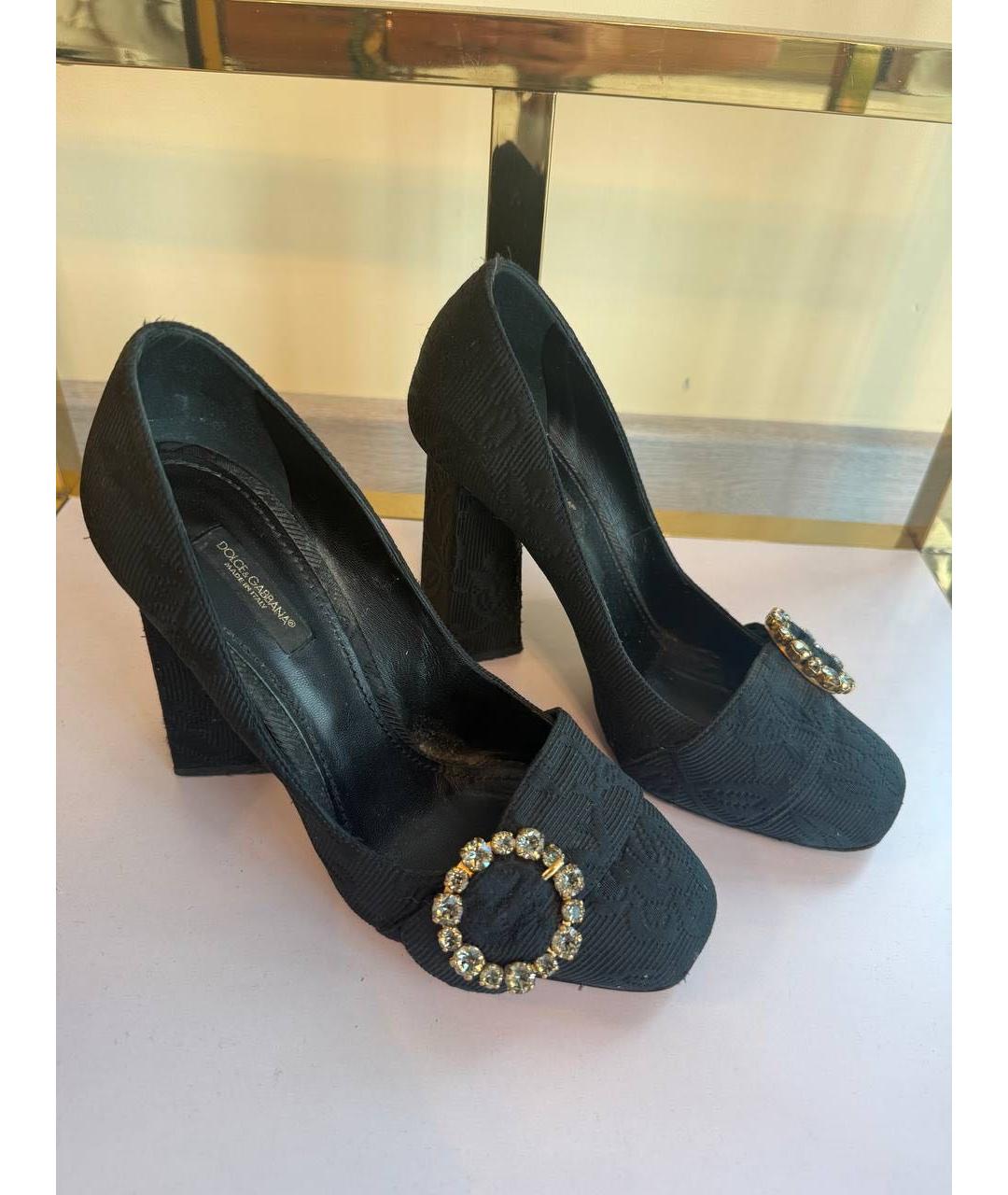DOLCE&GABBANA Черные текстильные туфли, фото 4