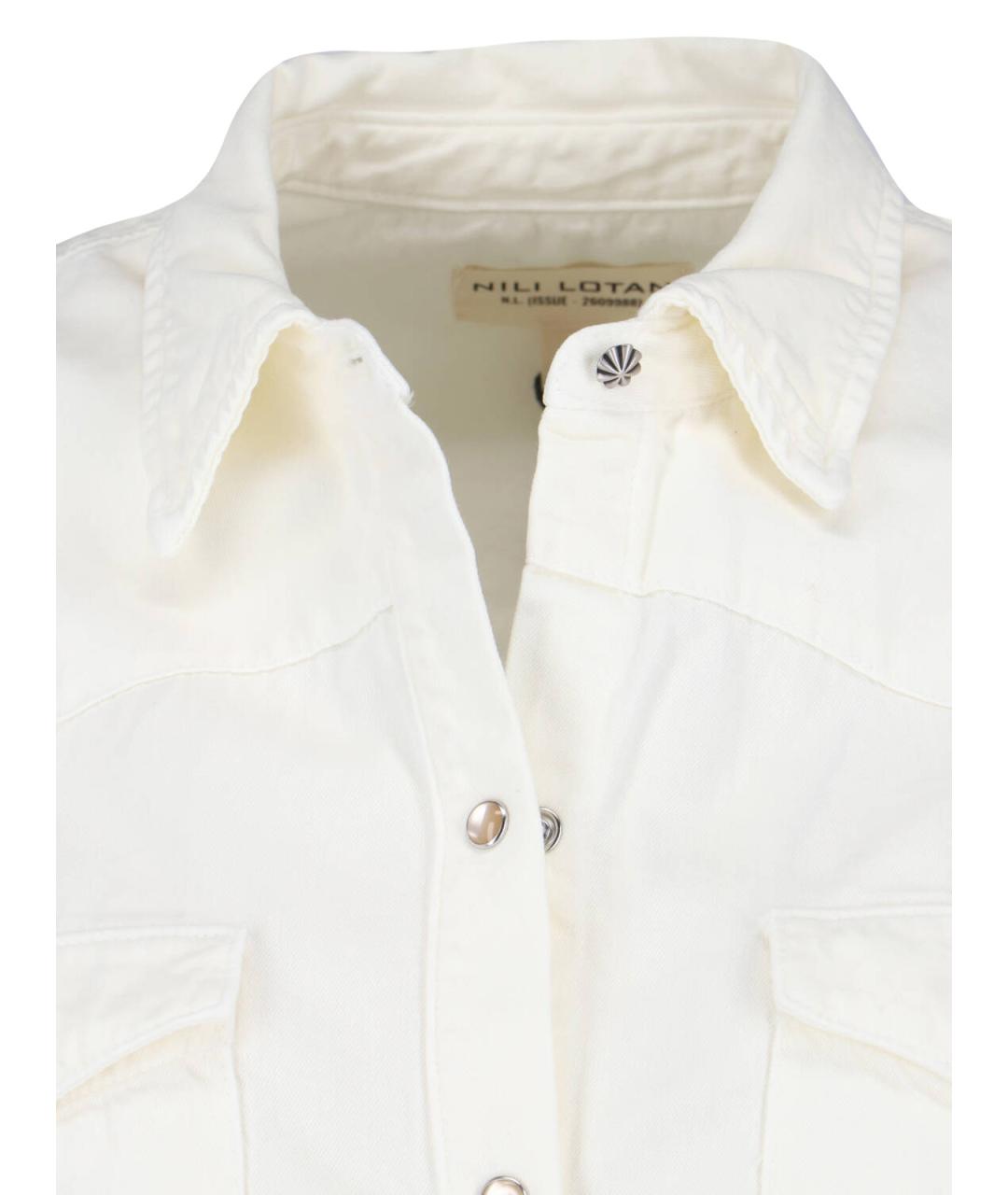 NILI LOTAN Белая хлопковая рубашка, фото 3