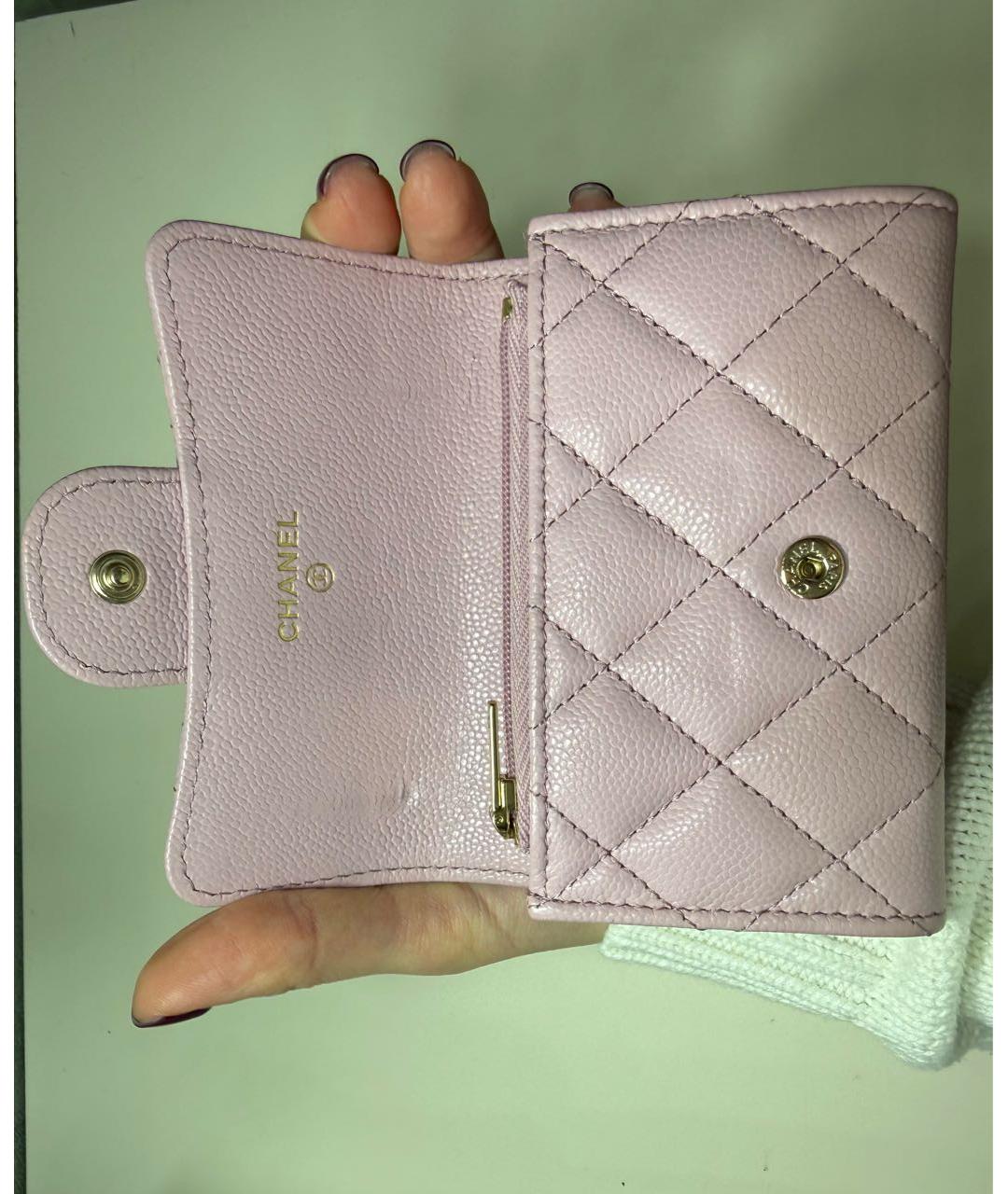 CHANEL Розовый кожаный кошелек, фото 3