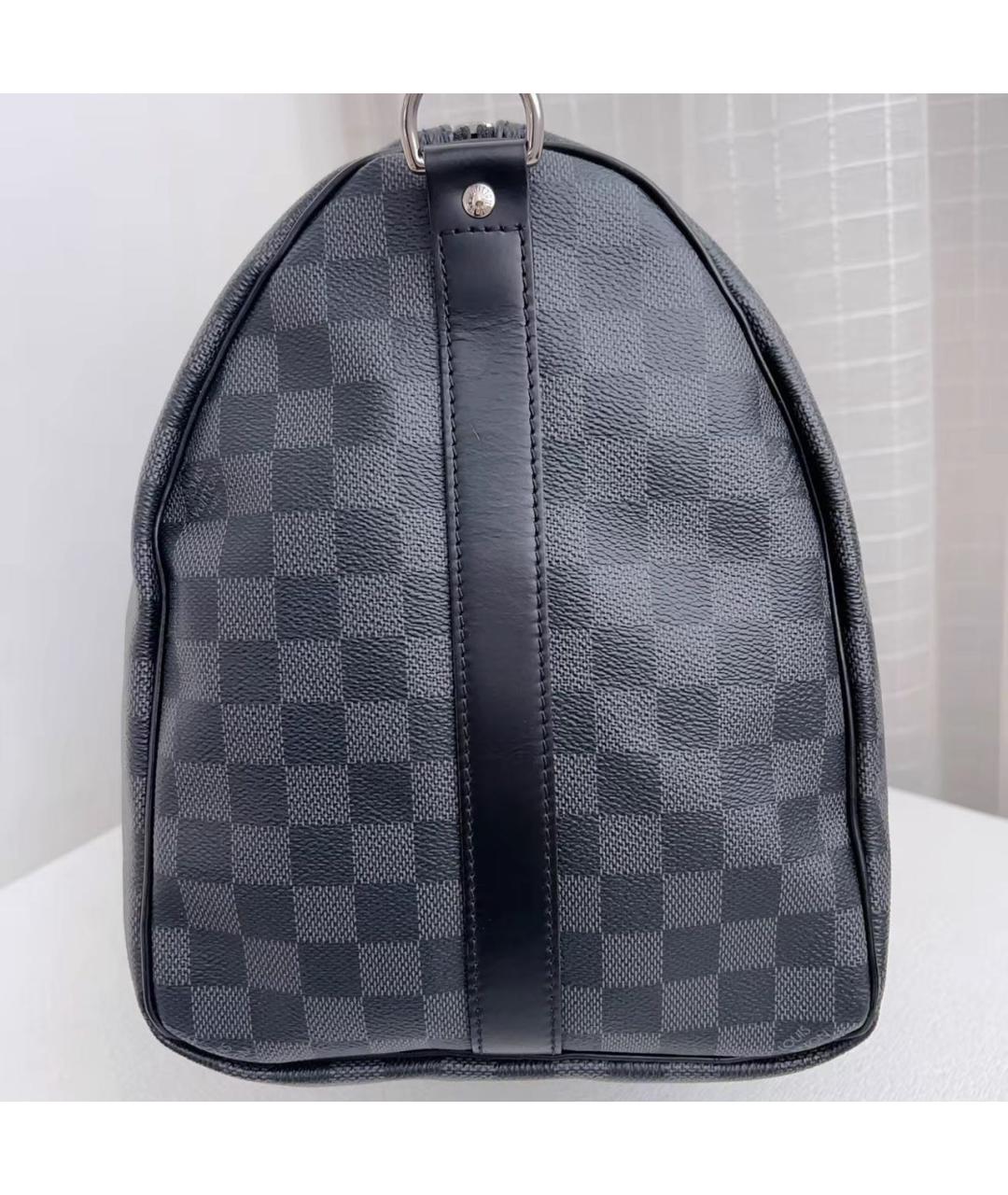 LOUIS VUITTON Черная кожаная дорожная/спортивная сумка, фото 3