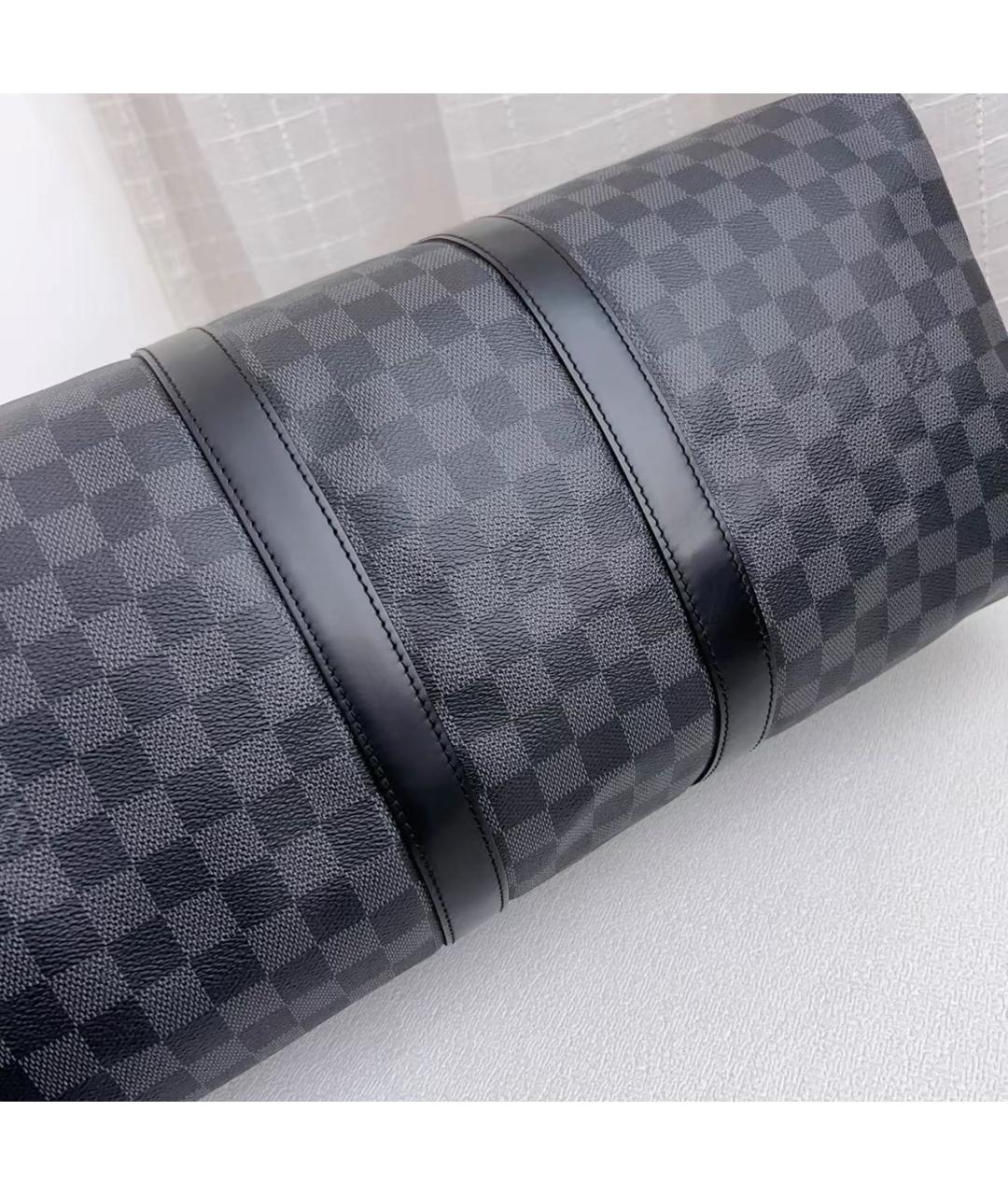 LOUIS VUITTON Черная кожаная дорожная/спортивная сумка, фото 5