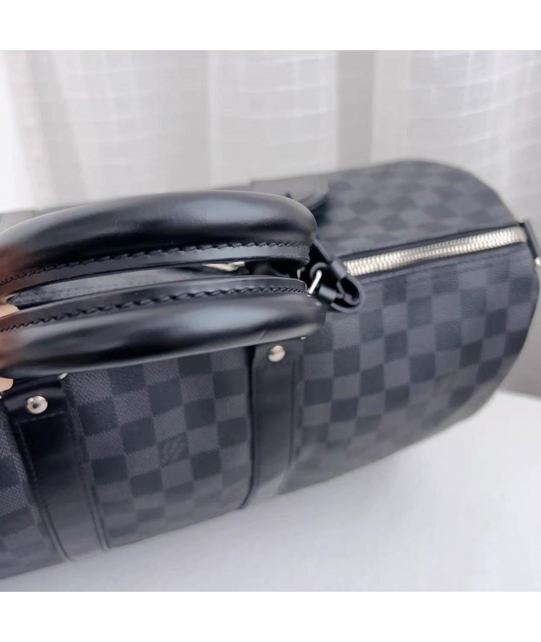 LOUIS VUITTON Черная кожаная дорожная/спортивная сумка, фото 6