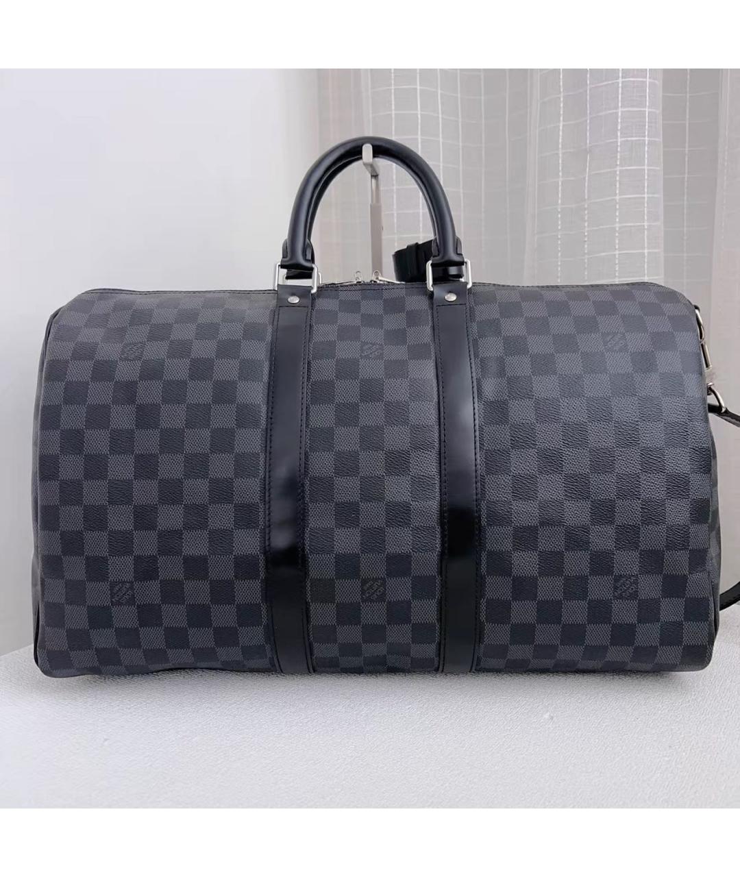 LOUIS VUITTON Черная кожаная дорожная/спортивная сумка, фото 2