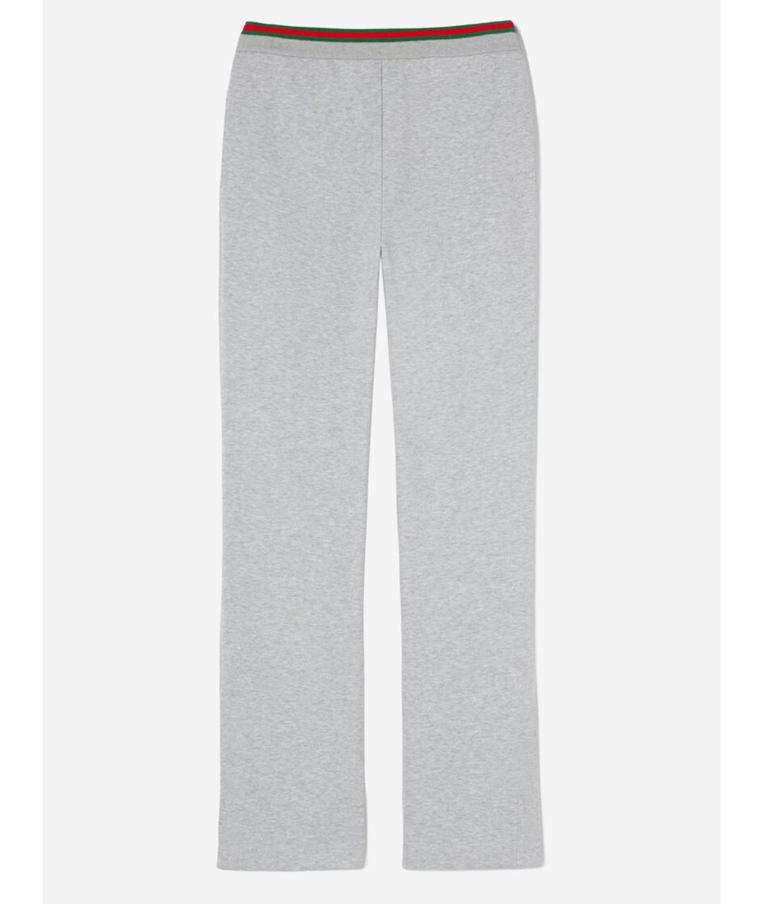 GUCCI Серые хлопковые прямые брюки, фото 2