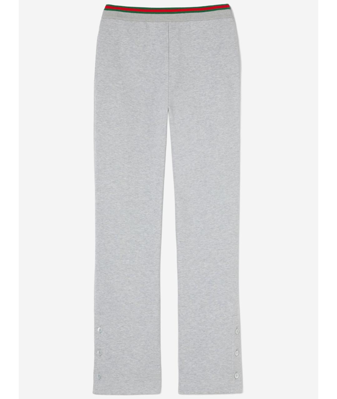 GUCCI Серые хлопковые прямые брюки, фото 4