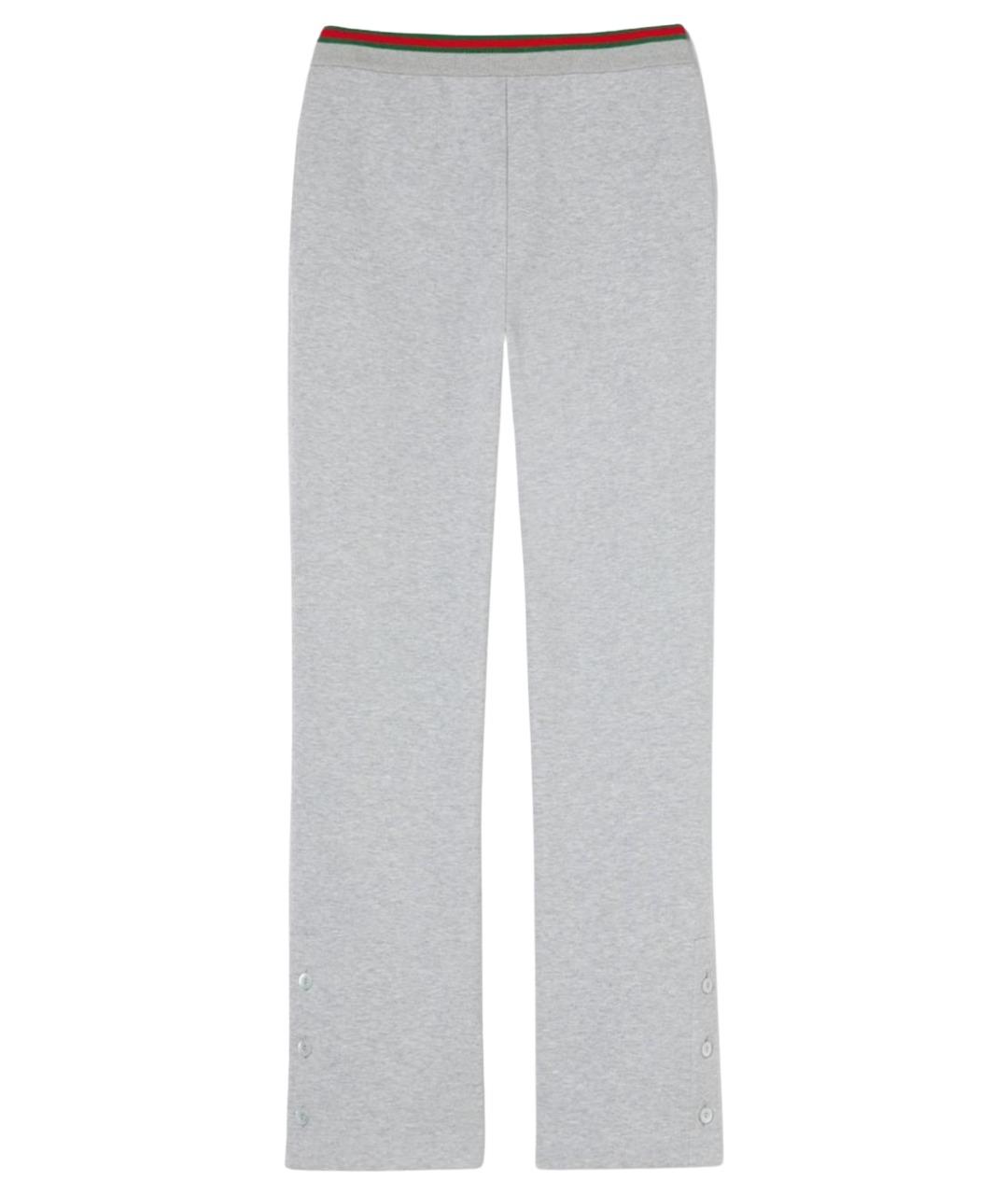 GUCCI Серые хлопковые прямые брюки, фото 1