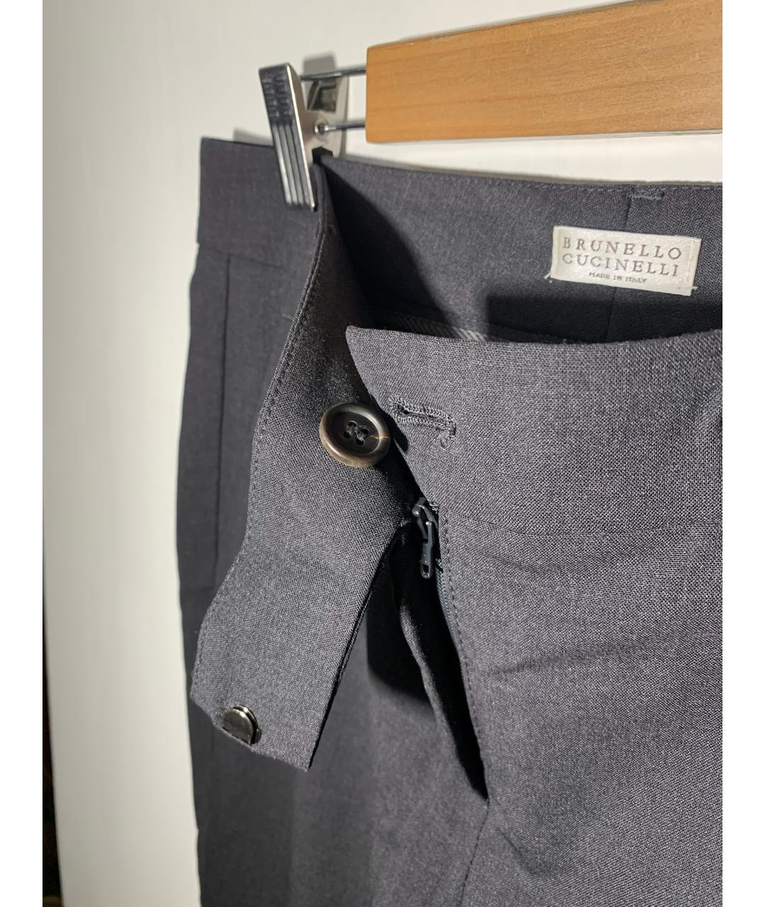 BRUNELLO CUCINELLI Серые шерстяные брюки узкие, фото 5