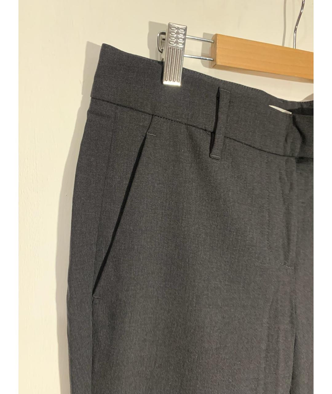 BRUNELLO CUCINELLI Серые шерстяные брюки узкие, фото 3