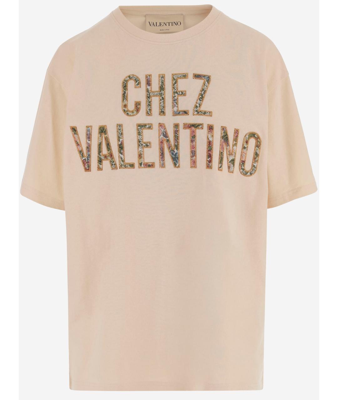 VALENTINO Бежевая хлопковая футболка, фото 4