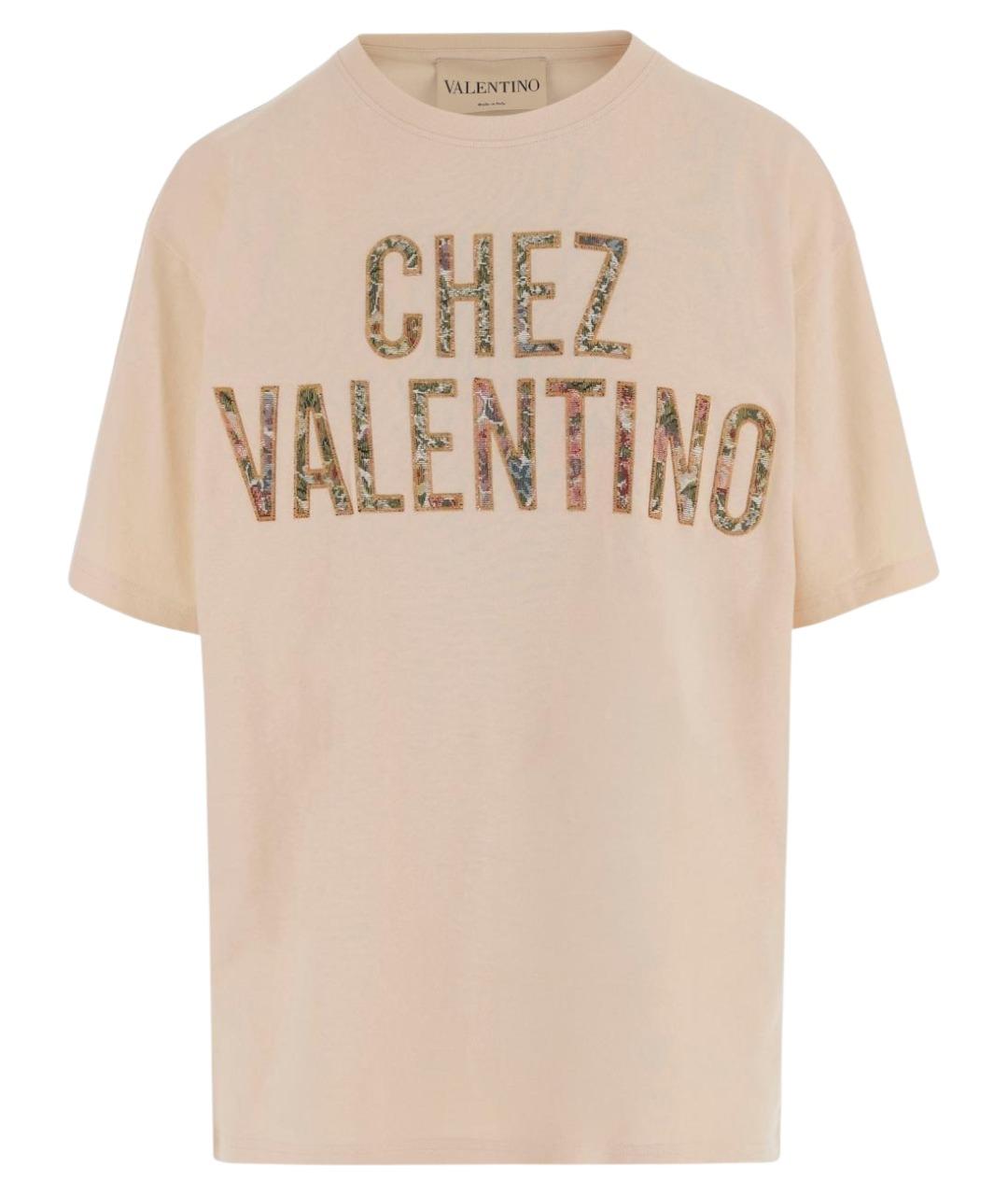 VALENTINO Бежевая хлопковая футболка, фото 1