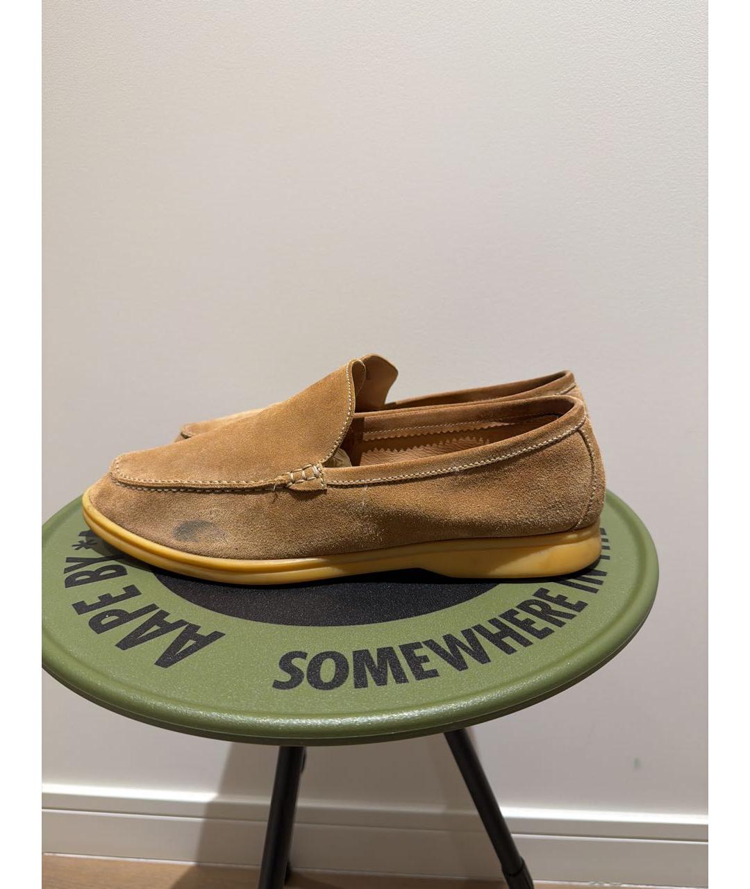 LORO PIANA Бежевые замшевые лоферы, фото 4