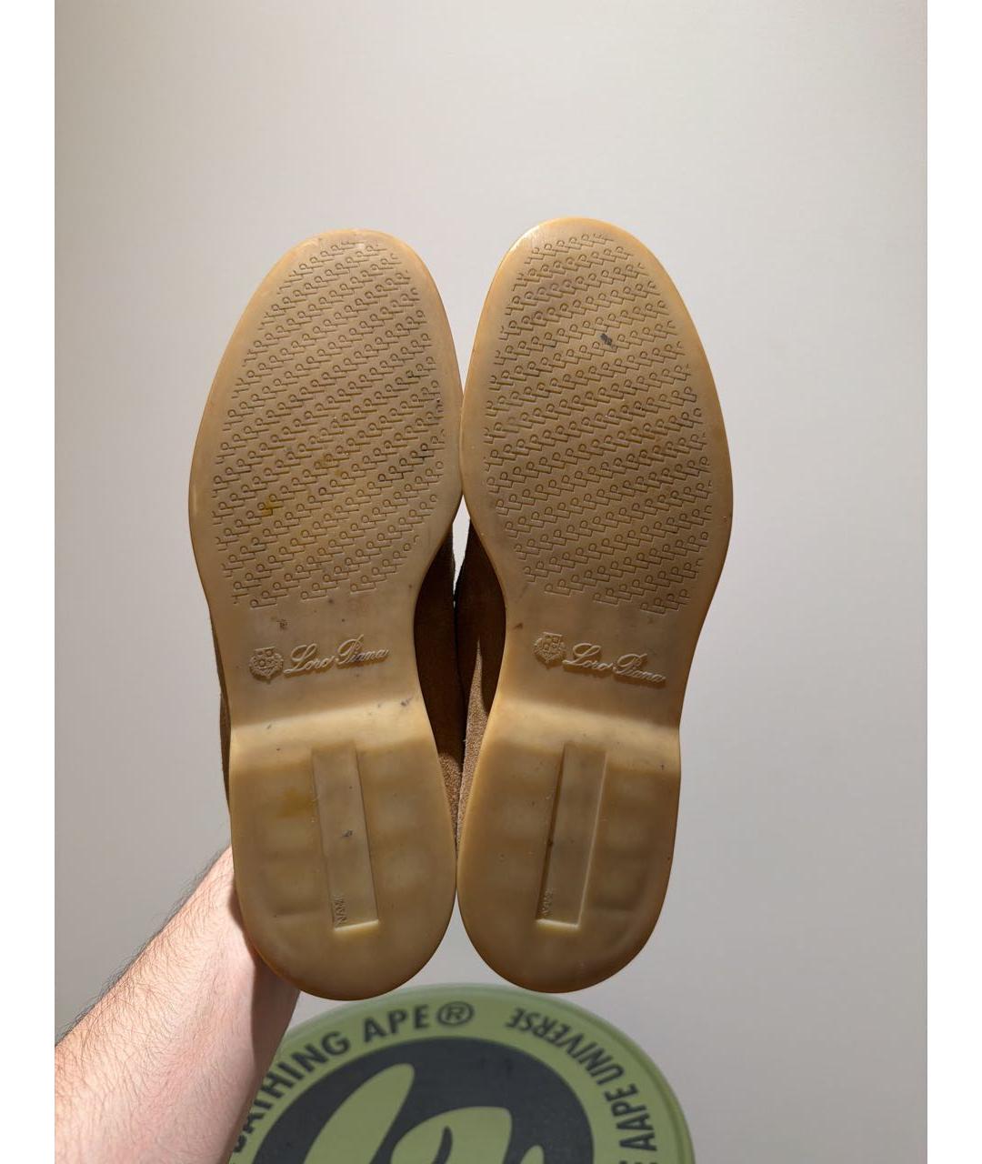 LORO PIANA Бежевые замшевые лоферы, фото 5