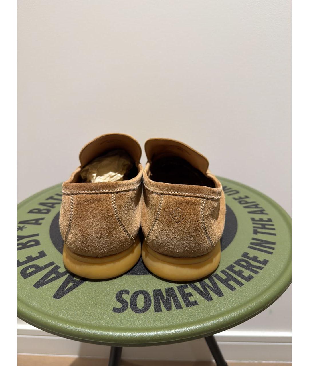 LORO PIANA Бежевые замшевые лоферы, фото 3