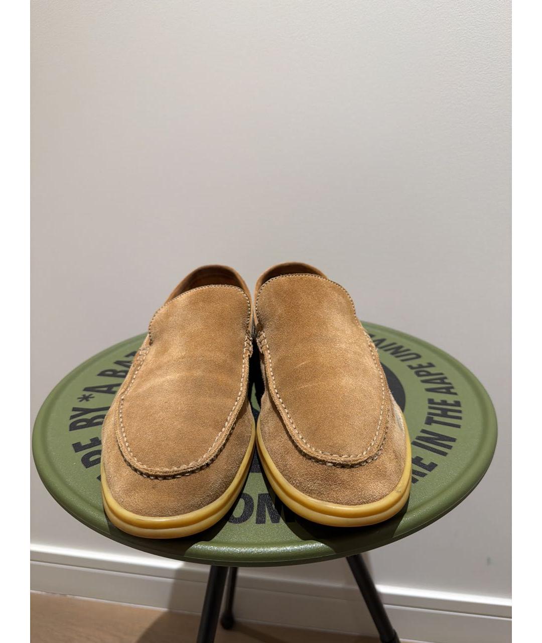 LORO PIANA Бежевые замшевые лоферы, фото 2