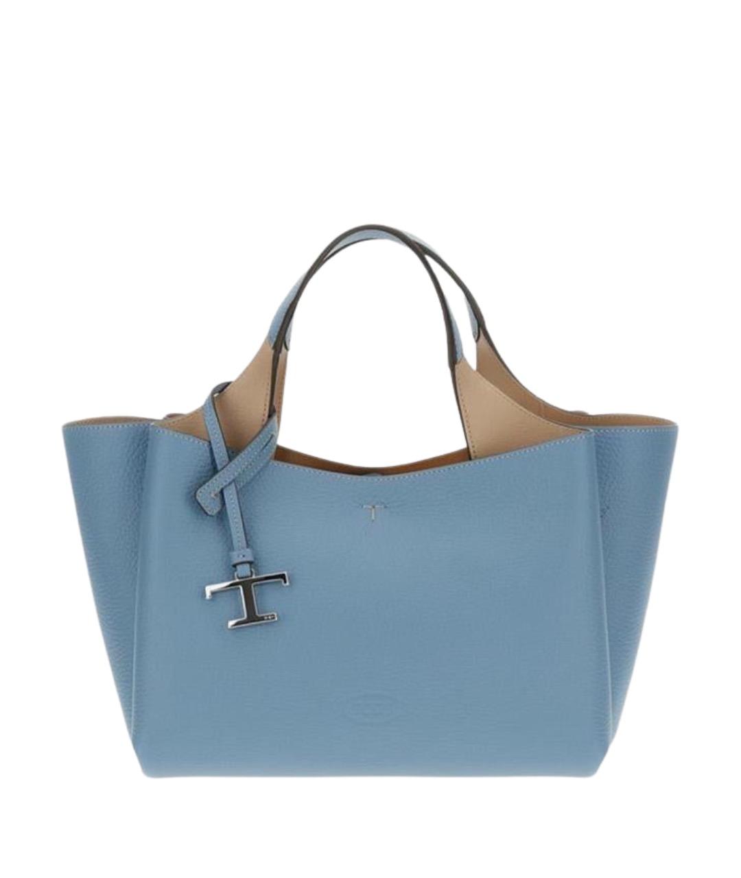 TOD'S Голубая кожаная сумка тоут, фото 1