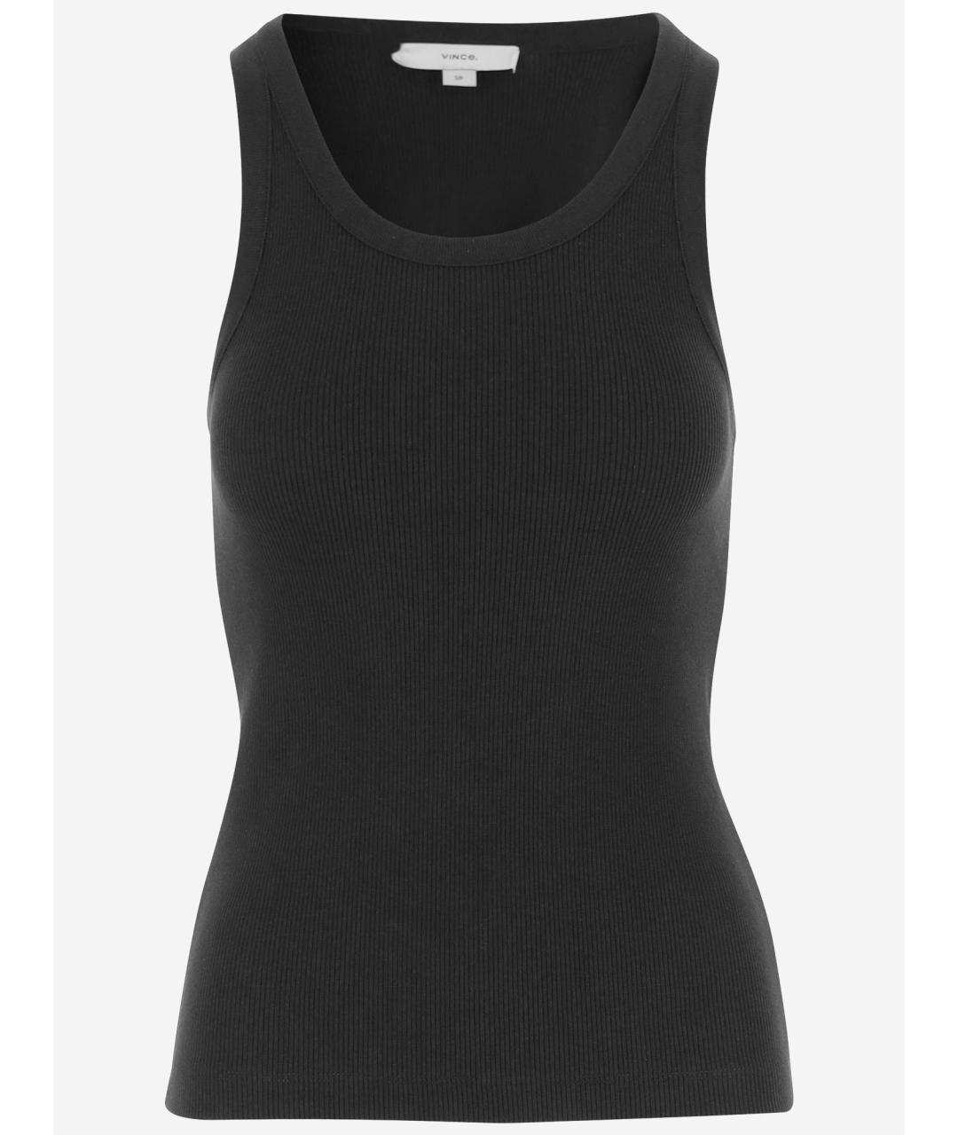 VINCE Черная хлопковая майка, фото 4