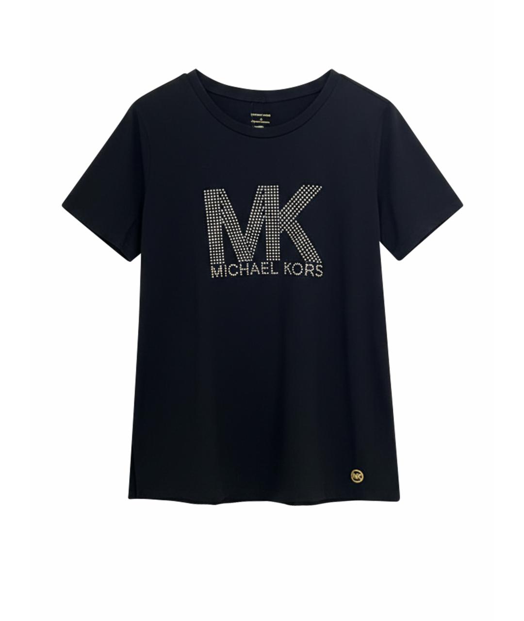 MICHAEL KORS Черная хлопко-эластановая футболка, фото 1