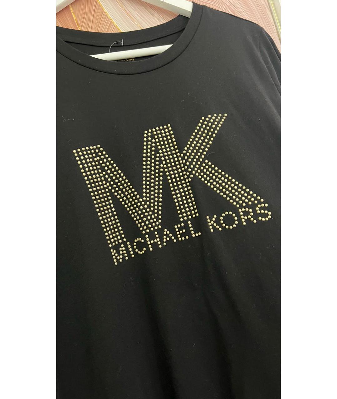 MICHAEL KORS Черная хлопко-эластановая футболка, фото 2