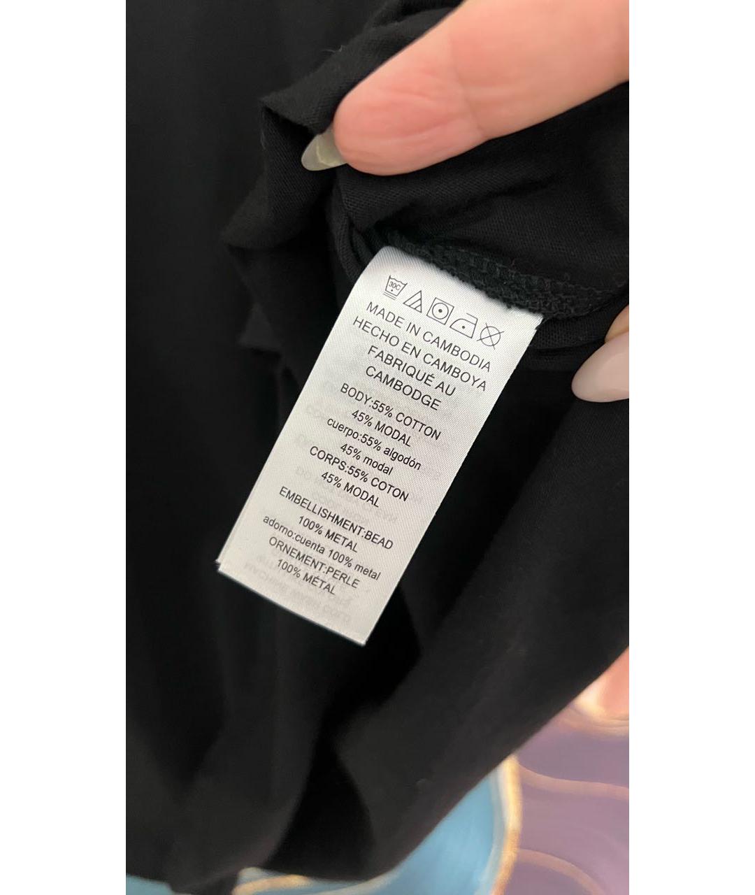 MICHAEL KORS Черная хлопко-эластановая футболка, фото 3