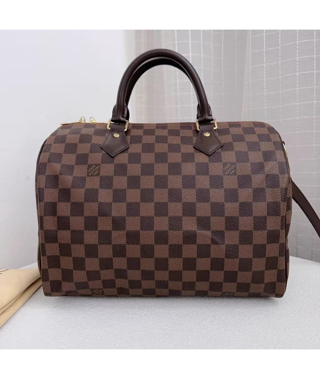 LOUIS VUITTON Коричневая кожаная сумка через плечо, фото 2