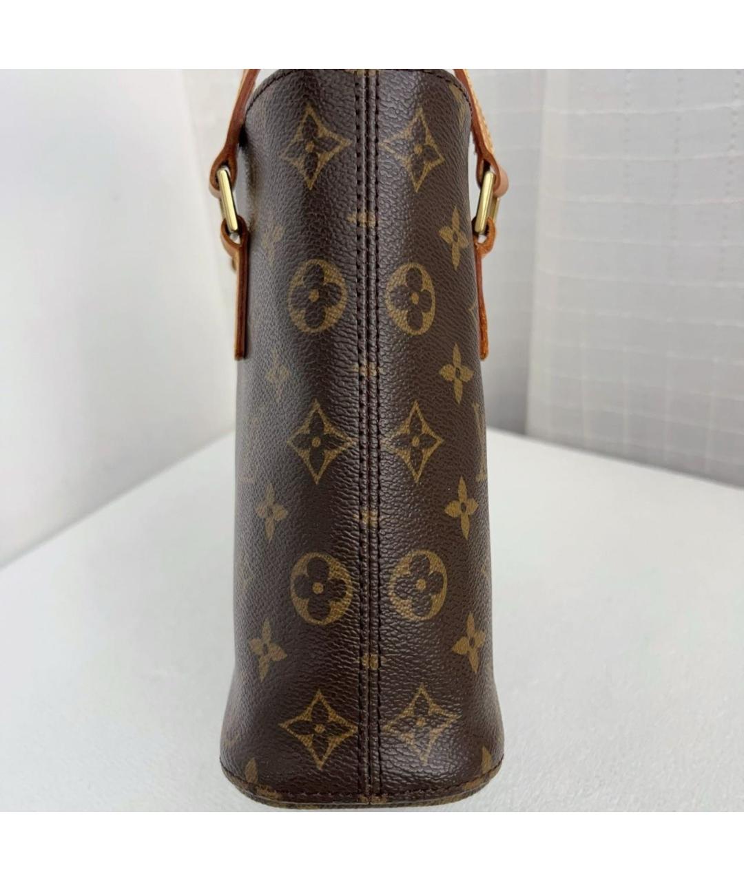 LOUIS VUITTON Коричневая кожаная сумка с короткими ручками, фото 4