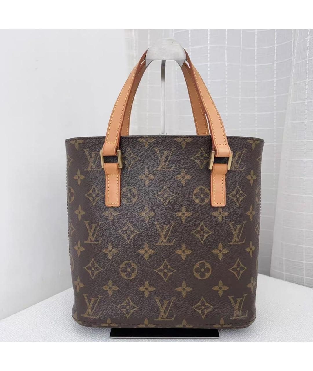 LOUIS VUITTON Коричневая кожаная сумка с короткими ручками, фото 8