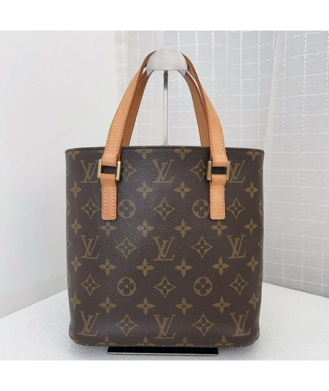 LOUIS VUITTON Коричневая кожаная сумка с короткими ручками, фото 2