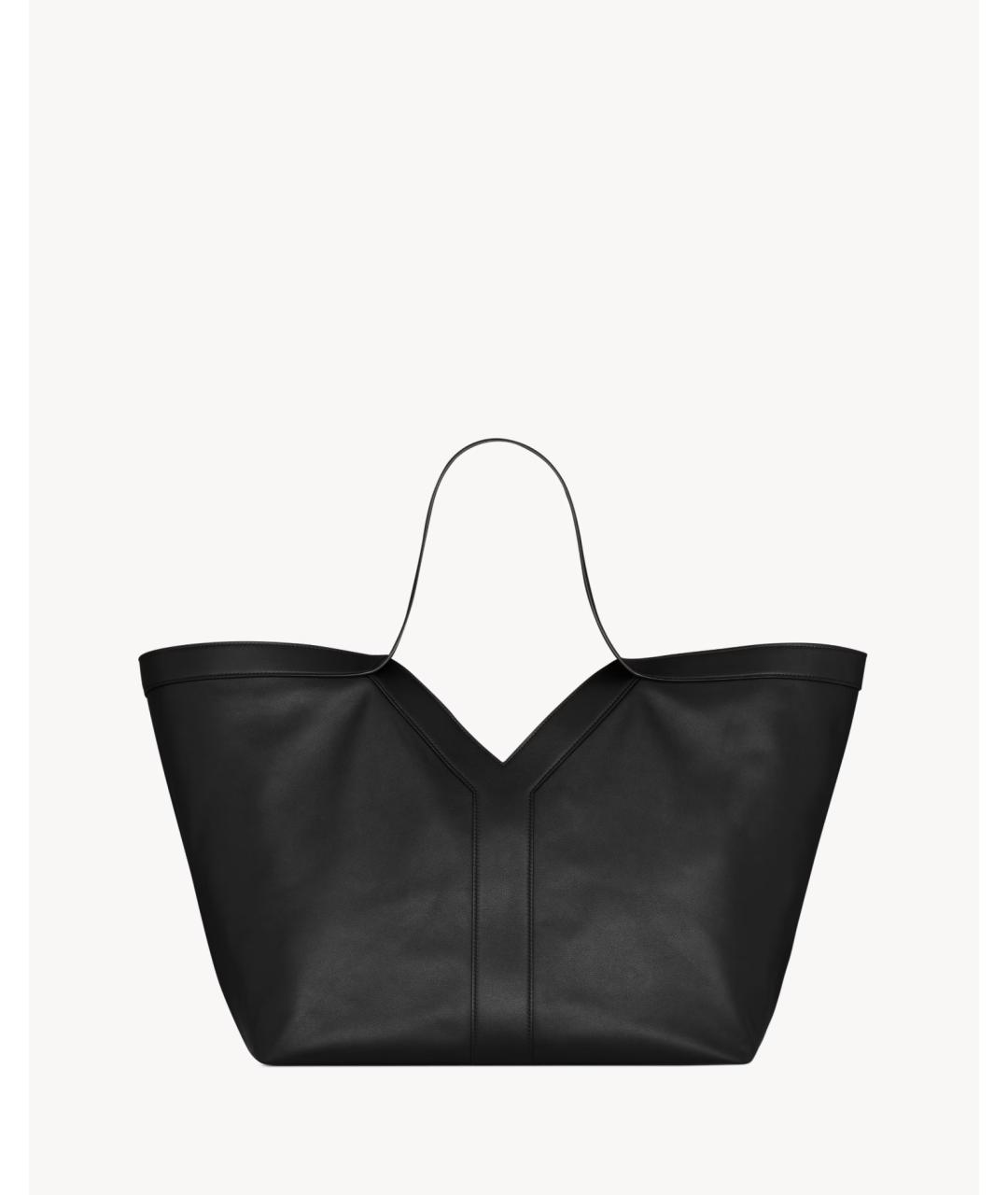 SAINT LAURENT Черная кожаная сумка тоут, фото 3